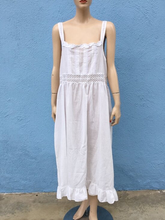 Laura Ashley Other - NWT Laura Ashley White Romantic Gown Nightgown Lace Sleeveless sz L Cottagecore